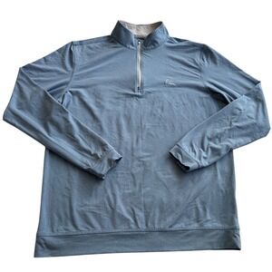 RHOBACK Men's Heather Blue 1/4 Zip Long Sleeve Performance Polo Size M